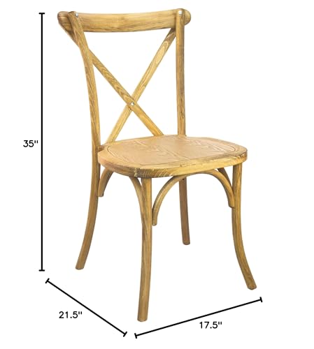Merrick Lane Bardstown X-Back Bistro Style Wooden Dining Chair for Kitchens and Dining Rooms, High-Back Wood Stackable Kitchen Chair, Natural - color: Natural