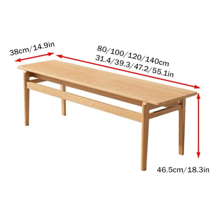 Dining Bench, Narrow Wood Bench, Dining Room Bench with Beam, Table Benches, Entryway Bench, Sturdy and Stable(Natural,140cm/55.1in) - color: Natural, size: 140cm/55.1in