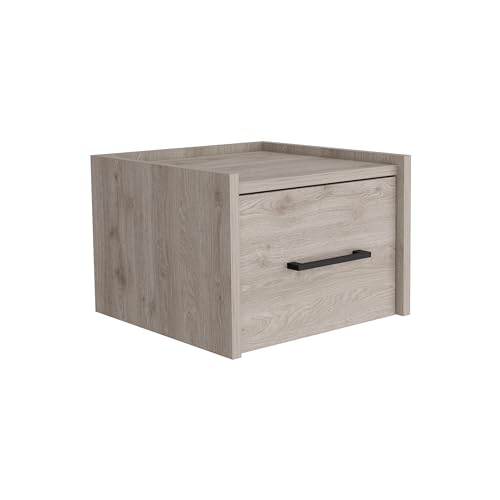 Tuhome Boa Floating Nightstand, Wall-Mounted Bedside Table with 1 Drawer, 13.8" W x 9.8" H Engineered Wood Small Night Stand for Bedroom, White - color: Light Grey