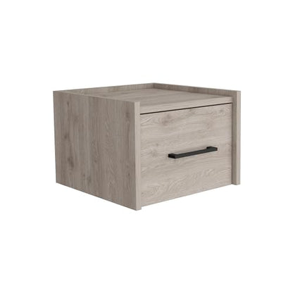 Tuhome Boa Floating Nightstand, Wall-Mounted Bedside Table with 1 Drawer, 13.8" W x 9.8" H Engineered Wood Small Night Stand for Bedroom, White - color: Light Grey