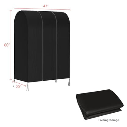 Zilink Garment Rack Cover Clothes Rack Cover Garment Bags Protector 43 in | Dustproof, Breathable, 2 Durable Zippers, Cothing Rack with Cover for Garment Rack (Rack Not Included) - size: 43"L x 20"W x 60"H - Black