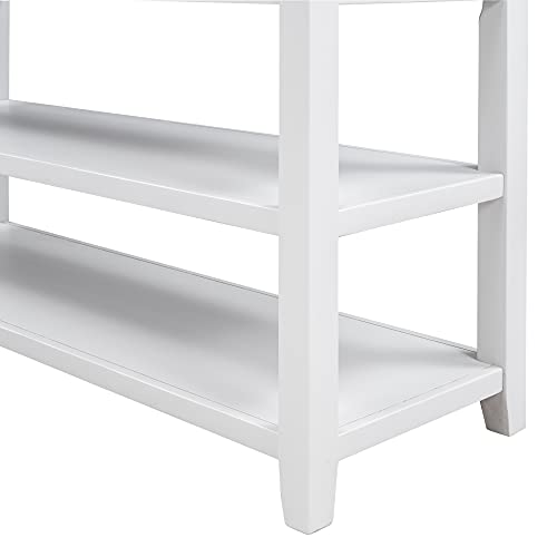 Modern Console Table, Pine Solid Wood Sofa Table with 3 Drawers and 2 Shelves, Entryway Table Sideboard Buffet Table for Living Room, 220 LBS Weight Capacity, Easy Assembly (Antique White-1) - color: Antique White-1