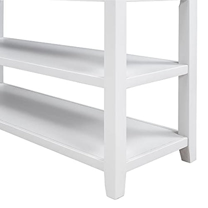 Modern Console Table, Pine Solid Wood Sofa Table with 3 Drawers and 2 Shelves, Entryway Table Sideboard Buffet Table for Living Room, 220 LBS Weight Capacity, Easy Assembly (Antique White-1) - color: Antique White-1