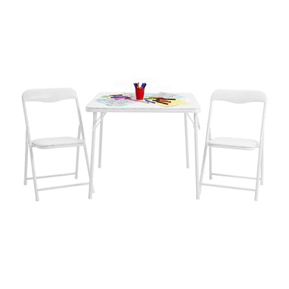 Flash Furniture Mindy Kids 3-Piece Folding Table and Chair Set, White | Daycare and Classroom, Children's Activity Table, Portable - color: White, size: 3 Piece Set