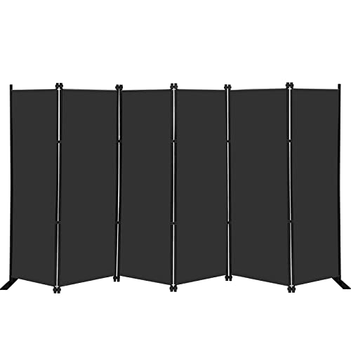MAYOLIAH 6 Panel Folding Privacy Screen 9ft Wide 6ft Tall Room Divider | Great office division, indoor family wall partition room separator. Suitable for home office studio, garage, hospital etc - color: Black, size: 6 Panel