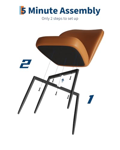 Garvee PU Leather Dining Chairs Set of 2, Modern Fabric Upholstered Kitchen Side Chairs with Metal Pegs, Brown - color: Brown, size: Set of 2