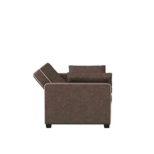 Serta Ainsley 66.5" Convertible Sleeper Loveseat, Full Size, Dreamcoil Comfort, Soft Woven Fabric, Java - color: Java, size: Full Loveseat