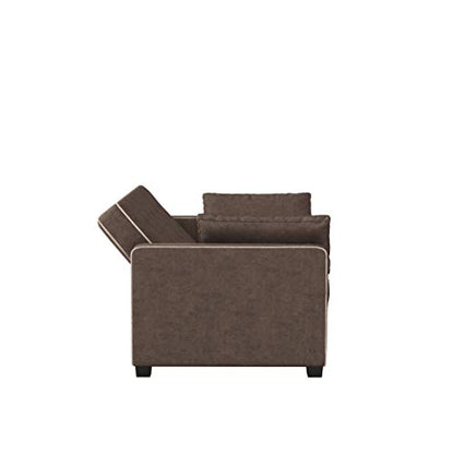 Serta Ainsley 66.5" Convertible Sleeper Loveseat, Full Size, Dreamcoil Comfort, Soft Woven Fabric, Java - color: Java, size: Full Loveseat