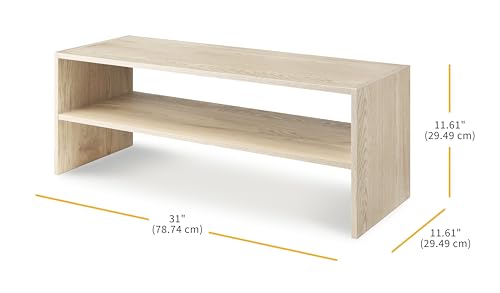 Whitmor Wood Stackable 2-Shelf Shoe Rack, White Oak, 31 inches - color: Light Brown, size: 31 INCH