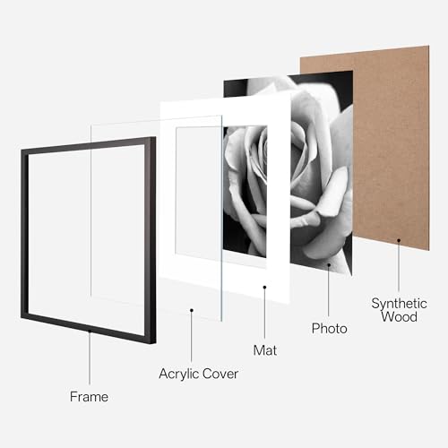 eletecpro 16x16 Picture Frame Set of 6, Display 12x12 with Mat | Gallery Wall Decor, Sturdy & Lightweight, Clear Acrylic, No Acid Mat, 2 Display Sizes - size: 16x16 for 12x12