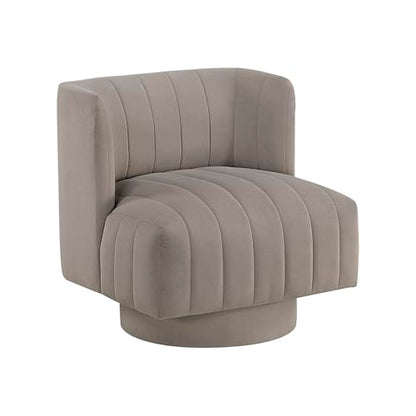 Lexicon Swivel Accent Chair, Textured Fabric Upholstered 360 Degree Swivel Barrel Chair with Channel Tufted, Comfort Seat, for Living Room, Bedroom, Office, Easy Assembly, Taupe - color: Taupe