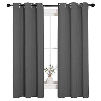 NICETOWN Grey Blackout Curtain Panels for Bedroom, Thermal Insulated Grommet Top Blackout Draperies and Drapes (2 Panels, W34 x L63 inches, Grey) - color: Grey, size: 34"W x 63"L (Pack of 2)