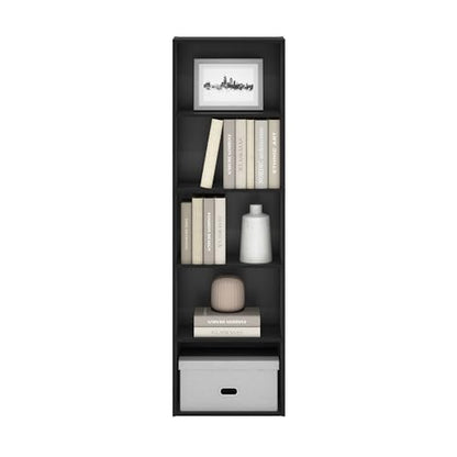 Furinno LUDER Book Shelf, 5-Tier Bookshelf, Bookcase with Open Shelves, 9.4 x 15.8 x 52, Easy Assembly, for Living Room, Bedroom, Home Office, Blackwood - color: Blackwood, size: 5-Tier