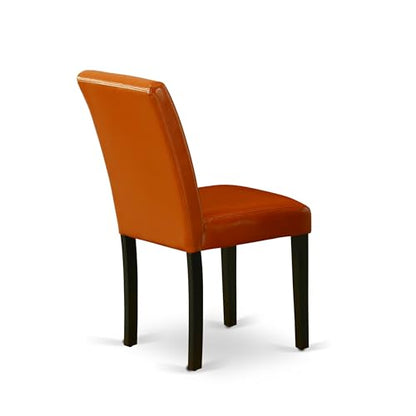 East West Furniture ABP1T61 Abbott Parson Dining Chairs - Baked Bean Faux Leather Upholstered Chairs, Set of 2, Black - color: Abp1t61