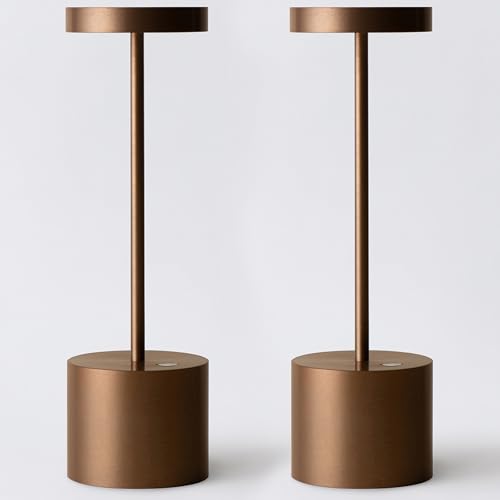 Rechargeable Cordless Table Lamp, Battery Operated LED Lamps | 3-Color Stepless Dimmable, Portable IP54 Waterproof Outdoor Lamps for Patio Dining Bar Home Office (2-Pack Mocha) - color: 2-Pack Mocha