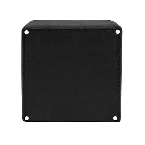 HomePop 17.5" Storage Ottoman with Tray Top - Black Faux Leather - color: Black Faux Leather