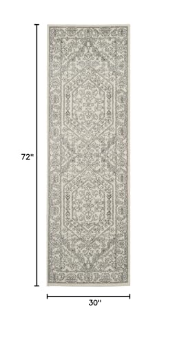 SAFAVIEH Adirondack Collection Runner Rug - 2'6" x 6', Ivory & Silver, Oriental Medallion Design, Non-Shedding & Easy to Clean, Ideal for Ideal for Hallway, Foyer, Kitchen, Entryway, Bedroom (ADR108B) - color: Ivory/Silver, size: 2'6" x 6' (Runner)