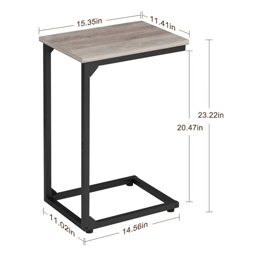 AMHANCIBLE C Shaped End Table Set of 2, Couch Side Table that Slide Under | TV Trays for Eating on Couch, Narrow Small Space Side Tables for Living Room Bedroom, Grey - color: Grey