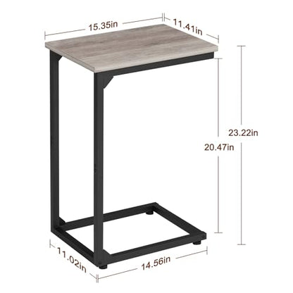AMHANCIBLE C Shaped End Table Set of 2, Couch Side Table that Slide Under | TV Trays for Eating on Couch, Narrow Small Space Side Tables for Living Room Bedroom, Grey - color: Grey