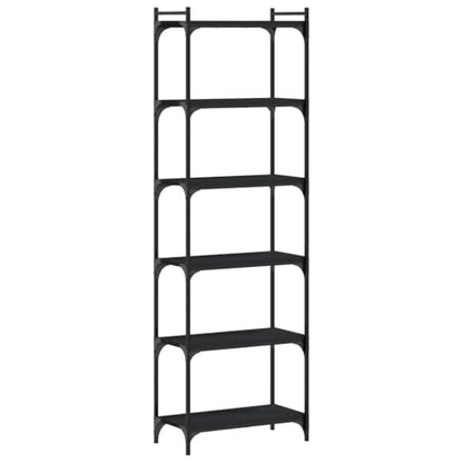 6-Tier Industrial Bookcase, Tall Open Bookshelf with Metal Frame and Adjustable Feet, 23.6" x 11.8" x 74", Storage Organizer for Living Room, Office, Black - color: Black 9
