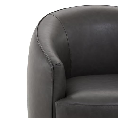 CHITA Leather Barrel Swivel Accent Chair, Wood Frame, Fully Assembled, Grey | Modern Armchair with FSC Certified Wood Frame, Living Room Chair for bedroom & office, 31.5"Dx32.3"Wx28.7"H, 350 Lbs Capacity - color: Grey - Faux Leather