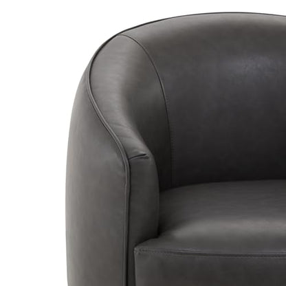 CHITA Leather Barrel Swivel Accent Chair, Wood Frame, Fully Assembled, Grey | Modern Armchair with FSC Certified Wood Frame, Living Room Chair for bedroom & office, 31.5"Dx32.3"Wx28.7"H, 350 Lbs Capacity - color: Grey - Faux Leather
