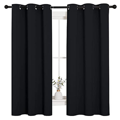 NICETOWN Halloween Pitch Black Solid Thermal Insulated Grommet Blackout Curtains/Drapes for Bedroom Window (2 Panels, 42 inches Wide by 63 inches Long, Black) - color: Black, size: 42"W x 63"L (Pack of 2)