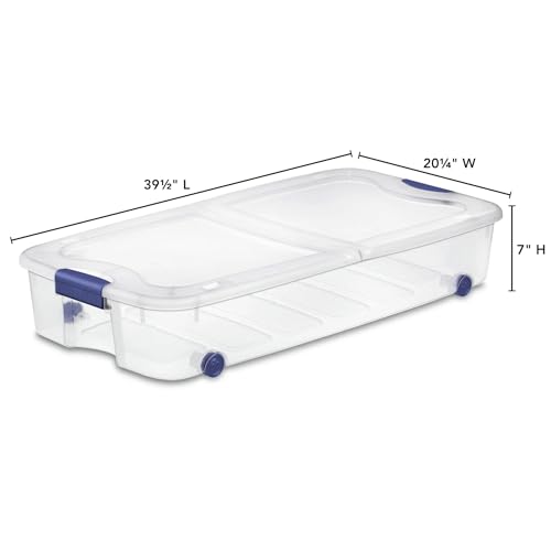 66 Quarts of Transparent Plastic Storage Box, with A Lockable Lid, Large Capacity Storage Box, Stackable and Durable, Suitable for Bedrooms, Garages, Tool Rooms, and Office Organization