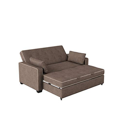 Serta Ainsley 66.5" Convertible Sleeper Loveseat, Full Size, Dreamcoil Comfort, Soft Woven Fabric, Java - color: Java, size: Full Loveseat