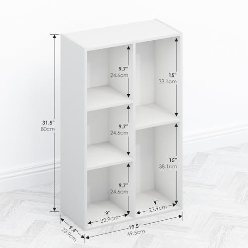 Furinno TOMI TV Stand, 5-Cube Entertainment Center with Open Shelf, Reversible TV Console, for Living Room, Bedroom, Home Office, White - color: White, size: 5-Cube, Wooden Frame