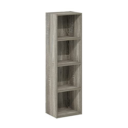 Furinno PASIR Book Shelf, 4-Tier Modern Bookshelf, Open Shelves Bookcase 9 x 12 x 42, Easy Assembly, for Living Room, Bedroom, Home Office, French Oak - color: French Oak, size: 4-Tier Cube