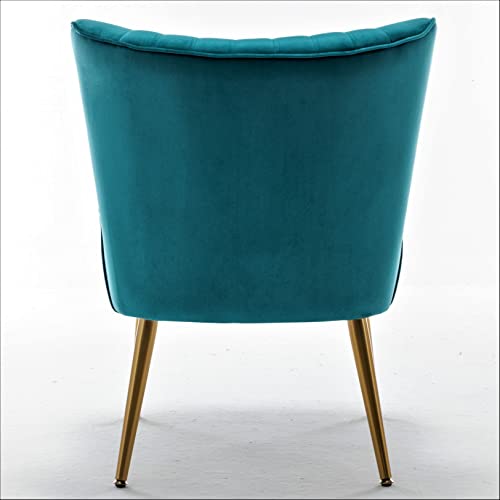 Container Furniture Direct Modern Velvet Accent Chair for Living Room, Bedroom, or Entryway, Stylish and Comfortable Armless Design with Metal Legs, Greynish Blue - color: Greynish Blue