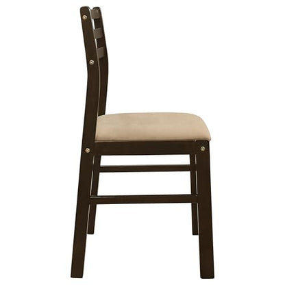 Coaster Home Furnishings 3-Piece Round Wood Dining Room Set Drop Leaf Extension Table Ladder Back Side Chairs Upholstered Seat Cushions Cappuccino and Tan 130005