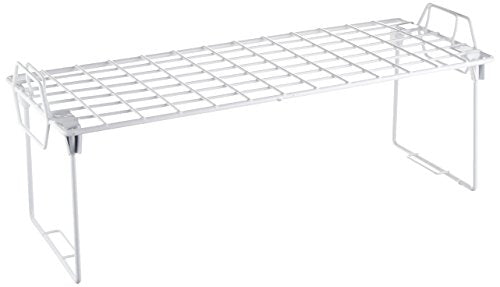 Whitmor Stackable Wire Shelf Organizer, Metal Cabinet Organizer, Space Saving Storage Shelf, Foldable Shelf riser for Kitchen, Closet, Bathroom, 7 x 18 x 7 Inches, White - size: 1-TIER, 7"L x 18"W x 7"H