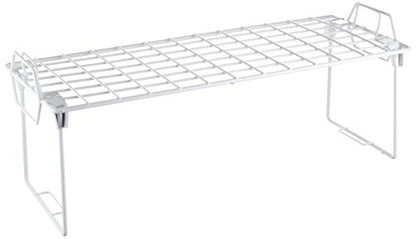 Whitmor Stackable Wire Shelf Organizer, Metal Cabinet Organizer, Space Saving Storage Shelf, Foldable Shelf riser for Kitchen, Closet, Bathroom, 7 x 18 x 7 Inches, White - size: 1-TIER, 7"L x 18"W x 7"H