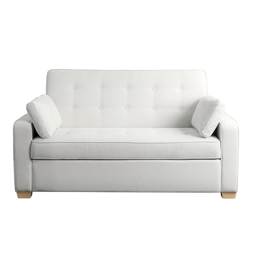 Serta® Ainsley Convertible Loveseat Sleeper Sofa – 3-in-1 Loveseat, Lounger & Queen-Size Sofa Bed, Pull-Out Sleeper Couch with DreamCoils®, Easy Assembly, Oyster Fabric - color: Oyster, size: Queen Sofa