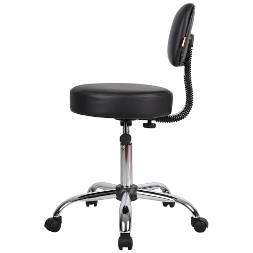 Boss Office Products B245-BK Be Well Medical Spa Stool with Back, Black - color: Black, style: With Back Cushion
