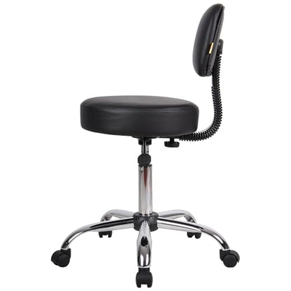 Boss Office Products B245-BK Be Well Medical Spa Stool with Back, Black - color: Black, style: With Back Cushion