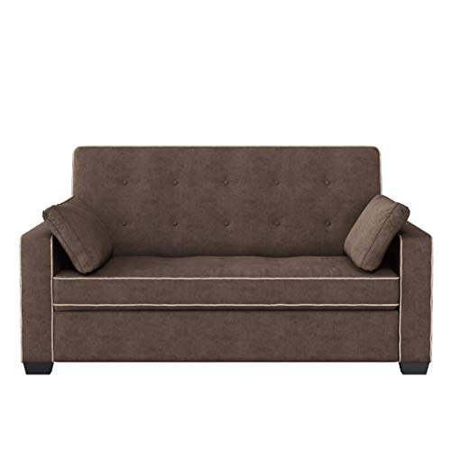 Serta Ainsley 66.5" Convertible Sleeper Loveseat, Full Size, Dreamcoil Comfort, Soft Woven Fabric, Java - color: Java, size: Full Loveseat