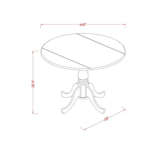East West Furniture DLBO5-LWH-LC 5 Piece Dining Room Furniture Set Includes a Round Kitchen Table with Dropleaf and 4 Faux Leather Upholstered Dining Chairs, 42x42 Inch, Linen White - color: Dlbo5-lwh-lc, size: Table + 4 Chairs
