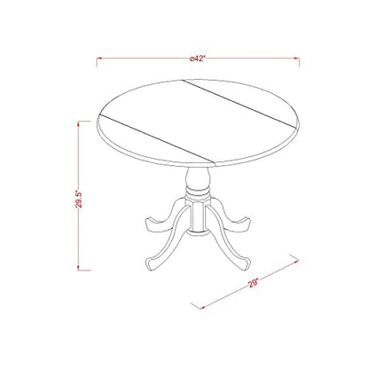 East West Furniture DLBO5-LWH-LC 5 Piece Dining Room Furniture Set Includes a Round Kitchen Table with Dropleaf and 4 Faux Leather Upholstered Dining Chairs, 42x42 Inch, Linen White - color: Dlbo5-lwh-lc, size: Table + 4 Chairs