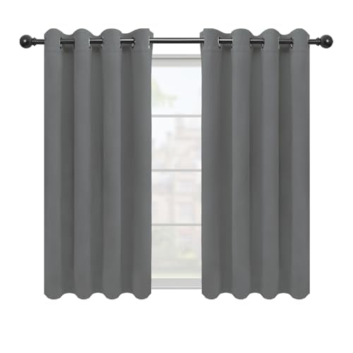 Easy-Going Thermal Grommet Blackout Curtains, 2 Panels 52x63 in, Grey | Washable Grommet Top Window Drapes for Bedroom and Living Room, Noise Reduction, Room Darkening - color: Grey, size: 52"W x 63"L (Pack of 2)