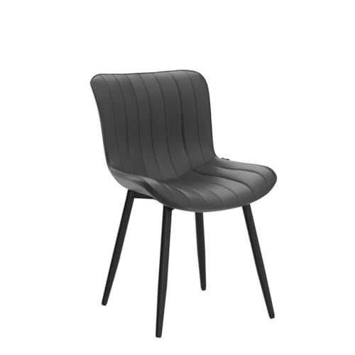 YOUNUOKE Dining Chairs Set of 2 Mid-Century Modern Kitchen Chair Black | Faux leather upholstered with Back, fits dining living waiting room guest reception. Waterproof easy to clean assemble, 300lb - color: Black