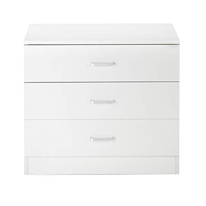 Vasitelan Wooden 3 Drawer Dresser, Modern Storage Chest of Drawers, Wood Bedside Table Night Table for Bedroom,Living Room (White) - color: White