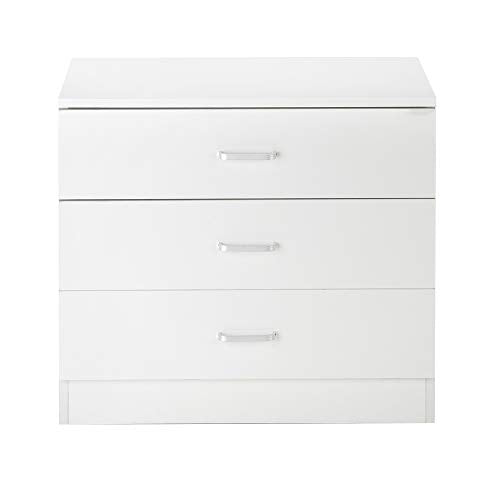 Vasitelan Wooden 3 Drawer Dresser, Modern Storage Chest of Drawers, Wood Bedside Table Night Table for Bedroom,Living Room (White) - color: White