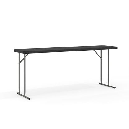 EMMA + OLIVER 6-Foot Black Plastic Folding Table | Lightweight, Easy Storage, Event and Banquet Table - color: Black