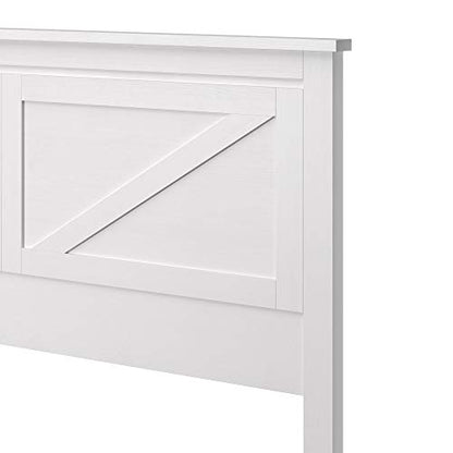 Farmhouse Style Wood Panel Headboard in Gloss White - Queen Size - color: Gloss White, size: Queen