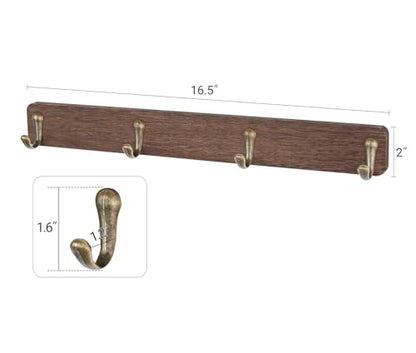 Mkono Wall Mug Holder, Wooden Coffee Cup Hanger Rack with 8 Hooks, Brown | 2 Pcs Storage and Display Mug Shelf, Space Saving, Easy Install, Durable Metal Hooks, Kitchen Dining Coffee Bar Organizer