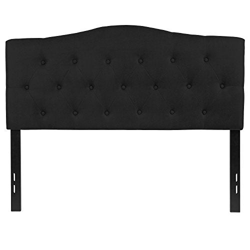 EMMA + OLIVER Black Full Tufted Headboard | Adjustable Bed Rail Slots, Fabric Upholstered - color: Black, size: Full