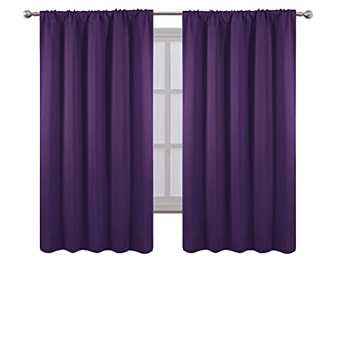 Purple Blackout Curtains/52 x 63 Inch/Set of 2 Panels Room Darkening Curtains for Bedroom - color: Purple, size: 52"W x 63"L (Pack of 2)
